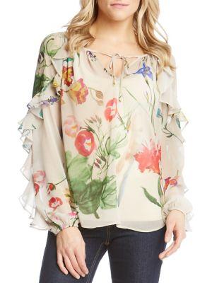 Karen Kane Keyhole Ruffle-sleeve Top