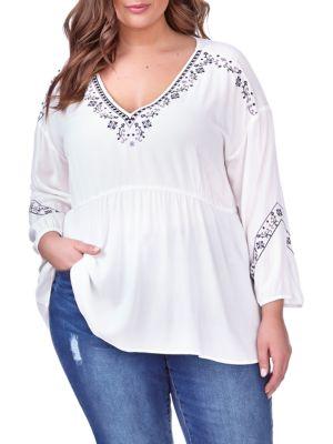 Addition Elle Love And Legend Plus Love And Legend Embroidered Blouse