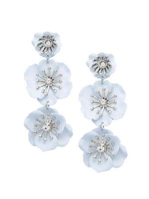 Design Lab Silvertone Triple-flower Drop Earrings