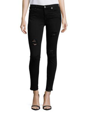 7 For All Mankind Destructed Ankle Slim Illusion Skinny Jeans