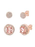 Lord & Taylor Set Of Two Crystal Halo & Pave Stud Earrings