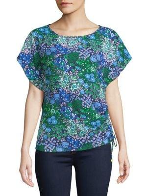 Michael Michael Kors Petite Paisley Remix Tied Flutter Top
