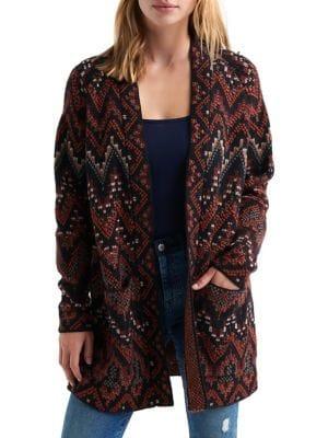 Lucky Brand Long Ikat Wool Cardigan