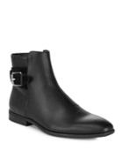 Calvin Klein Almond Toe Leather Ankle Boots