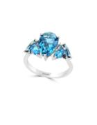 Effy Ocean Bleu Diamond, Topaz And 14k White Gold Ring