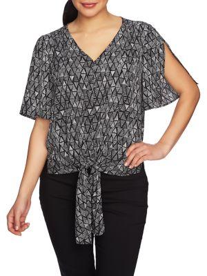 Chaus Tie-front Triangle-print Blouse