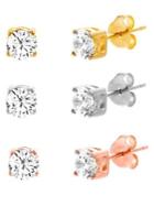Lord & Taylor Three-piece 925 Sterling Silver & Crystal Bridal Gift Stud Earrings Set