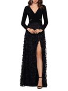 Xscape Floral Long-sleeve Gown