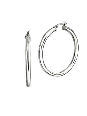 Lord & Taylor 925 Sterling Silver Classic Tube Hoop Earrings