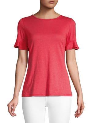 Michael Michael Kors Ruffle Cotton Blend Top