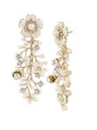 Miriam Haskell Vintage Pearl White Flower Crystal And Faux Pearl Front Back Earrings