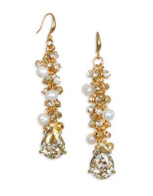 Badgley Mischka Crystal And Goldtone Drop Earrings