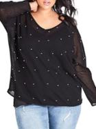 City Chic Plus Embellished Faux-pearl Blouse
