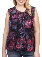 Lucky Brand Plus Roundneck Floral-print Blouse