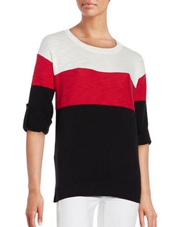 Two By Vince Camuto Roll-tab Colorblocked Sweater