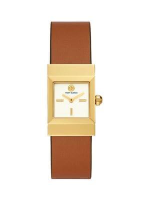 Tory Burch The Leigh Reversible Stainless Steel & Leather-strap Watch