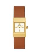 Tory Burch The Leigh Reversible Stainless Steel & Leather-strap Watch