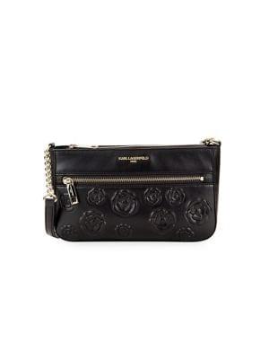Karl Lagerfeld Paris Bouquet Floral Leather Shoulder Bag