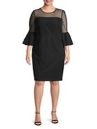 Eliza J Plus Mesh Bell Sleeve Sheath Dress