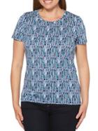 Rafaella Embellished Geometric-print Cotton Blend Tee