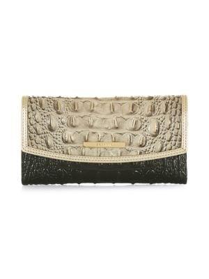 Brahmin Mercury Crescent Leather Checkbook Wallet