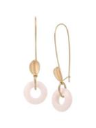 Robert Lee Morris The Goddess Goldtone & Rose Quartz Ring Long Drop Earrings