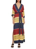 Bcbgmaxazria Striped Faux-wrap Maxi Dress