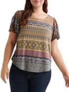 Lucky Brand Plus Printed Woven Top