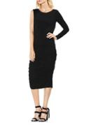 Vince Camuto Asymmetrical One-sleeve Side Ruched Midi Dress