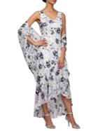Alex Evenings 2-piece Shawl & Floral-print Fit-&-flare Dress