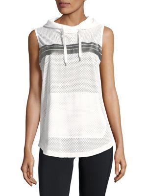 Askya Relaxed-fit Honeycomb Mesh Sleeveless Hoodie