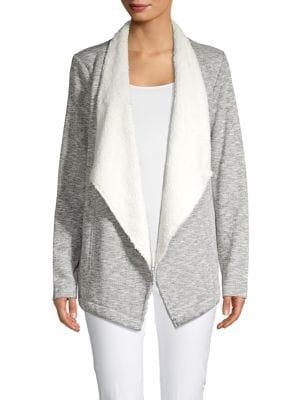 Cupio Faux Shearling Trim Flyaway Cardigan