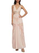 Bcbgmaxazria Sleeveless Lace Inset Pleated Gown