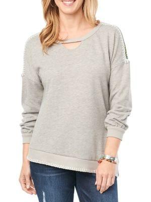Democracy Crocheted Cotton Blend Sweatshirt