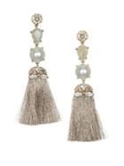Badgley Mischka 10k Gold, Crystal & Faux Pearl Tassel Earrings