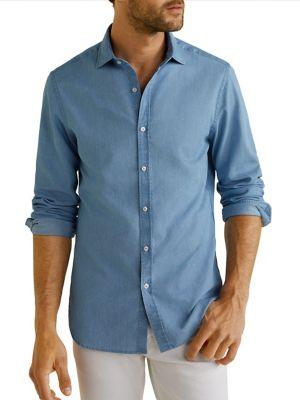 Mango Smart Casual Denim Button Front Shirt