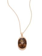 Effy Smoky Quartz, 0.09 Tcw Diamond & 14k Rose Gold Pendant Necklace
