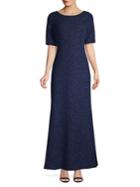 Karl Lagerfeld Paris Glitter Back Drape Evening Gown