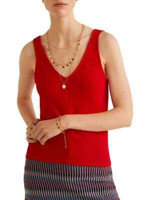 Mango Ribbed Knit Sleeveless Top