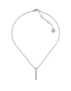 French Connection Silvertone Bar Pendant Necklace