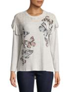 Democracy Butterfly Lace Ruffle Top