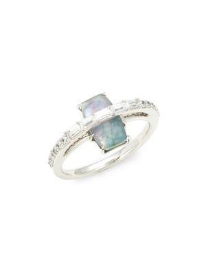 Nadri Gris Crystal And Quartz Ring