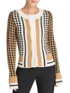 Donna Karan Herringbone Striped Crewneck Sweater