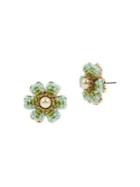 Miriam Haskell Floral Goldtone & Faux Pearl Stud Earrings