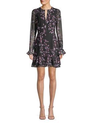Cooper St Ruffled Floral Keyhole Dress