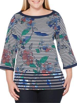 Rafaella Plus Floral & Striped Tunic