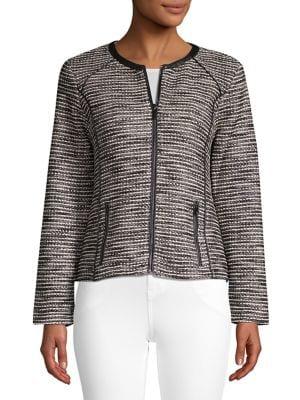 Imnyc Isaac Mizrahi Tweed Zip Front Jacket