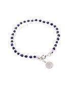 Lord & Taylor Lapis And Sterling Silver Disc Charm Bracelet