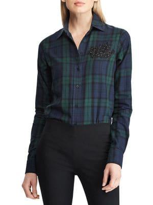 Lauren Ralph Lauren Logo Patch Tartan Relaxed-fit Cotton Button-down Shirt