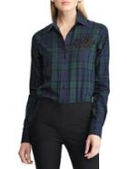 Lauren Ralph Lauren Logo Patch Tartan Relaxed-fit Cotton Button-down Shirt